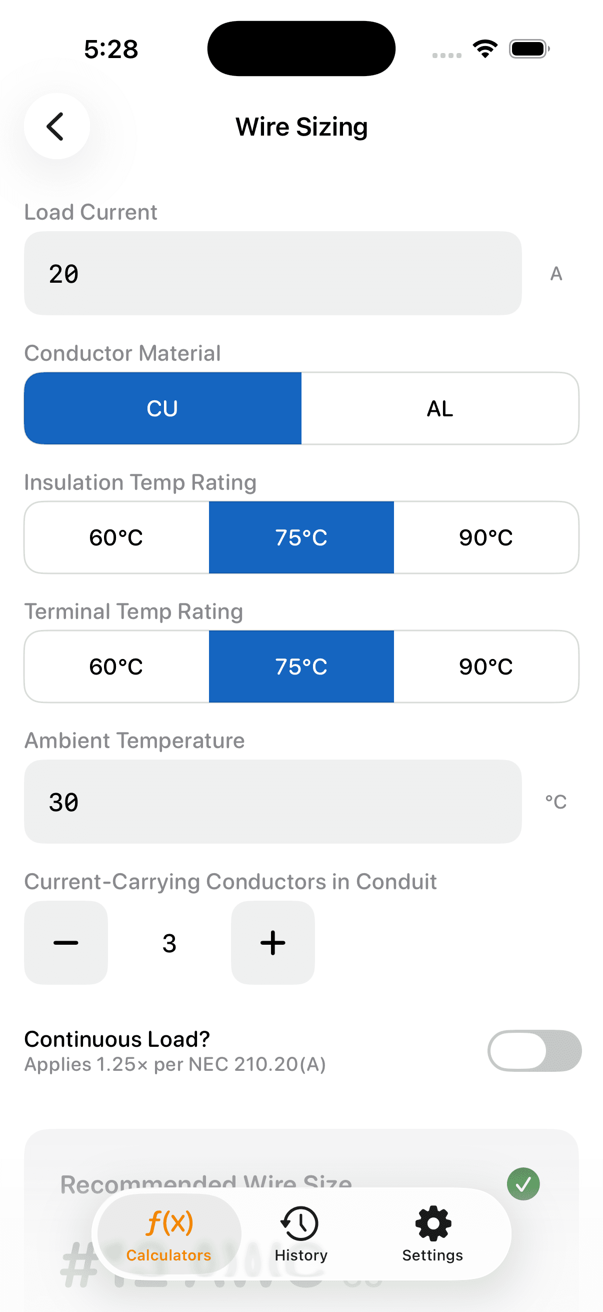 ElectriCalc: NEC Calculator screenshot 3